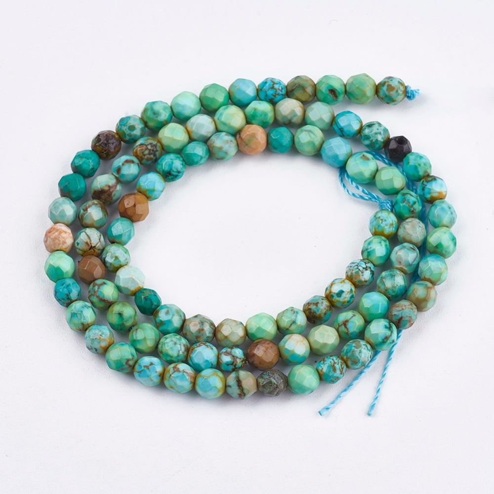 Dyed Heated Natural Magnesite Beads Strands Faceted Round Light Green 4mm Hole: 1mm 92pcs/strand 14.96 inch(38cm) diy