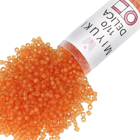 Miyuki Delica Seed Beads – Size 11/0 (1.6 mm), DB0781, Dyed Matte Transparent Amber, 7.2 g, Approx. 1440 Beads