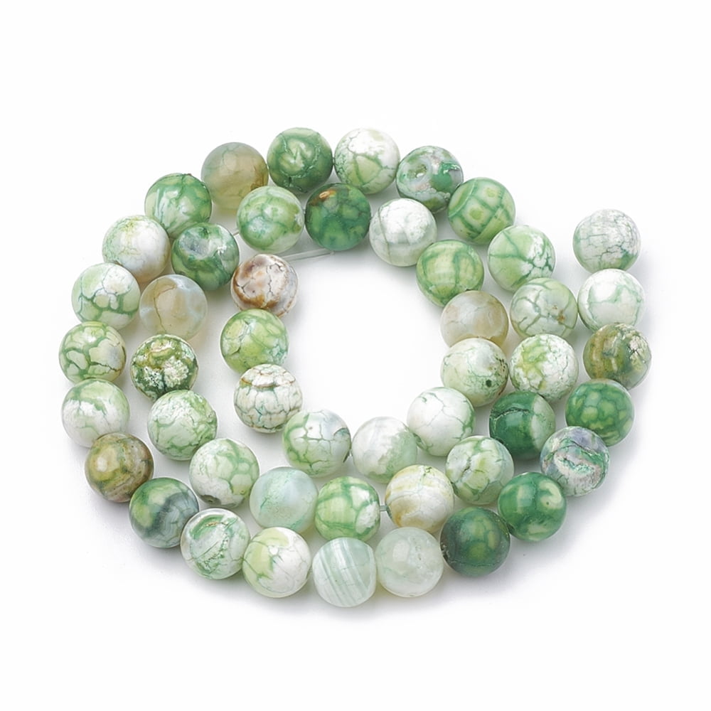 Dyed Natural Crackle Agate Beads Strands Round Lime Green 8~8.5mm Hole: 1mm about 48pcs/strand 15.1 inch