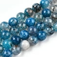 thumbnail image 1 of Dyed Natural Dragon Veins Agate Beads Strands Round Steel Blue 8~8.5mm Hole: 1mm 47pcs/strand 15.5 inch, 1 of 3