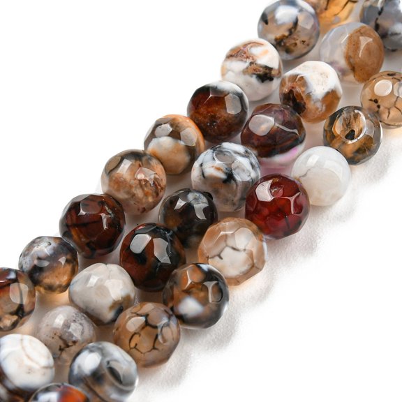 Dyed Natural Fire Agate Beads Strands Faceted Round Sandy Brown 4mm Hole: 0.8mm about 94~95pcs/strand 14.37~14.57 inch(36.5~37cm)