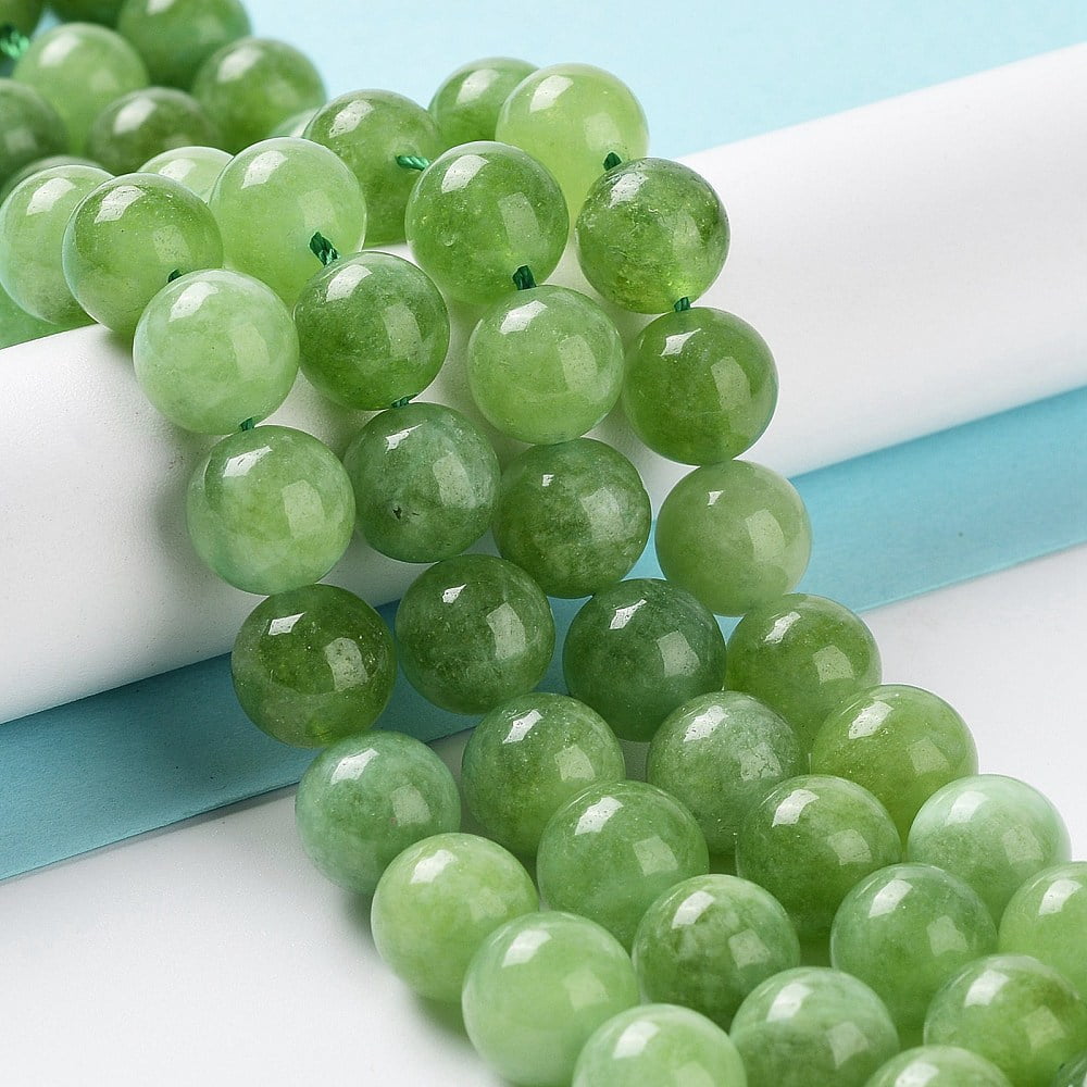 Dyed Natural Malaysia Jade Beads Strands Round Yellow Green 10mm Hole: 1.2mm about 19pcs/strand 7.09 inch(18cm)
