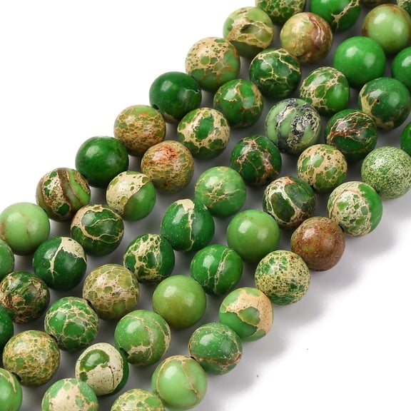 Dyed Natural Regalite/Imperial Jasper/Sea Sediment Jasper Beads Strands Round Lime Green 6mm Hole: 1.2mm about 32pcs/strand 7.68''(19.5cm)