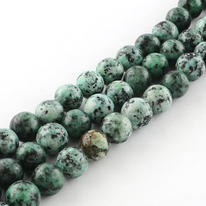 Dyed Natural Sesame Jasper Round Beads Strands Dark Sea Green 8mm Hole: 1mm 48pcs/strand 14.9 inch
