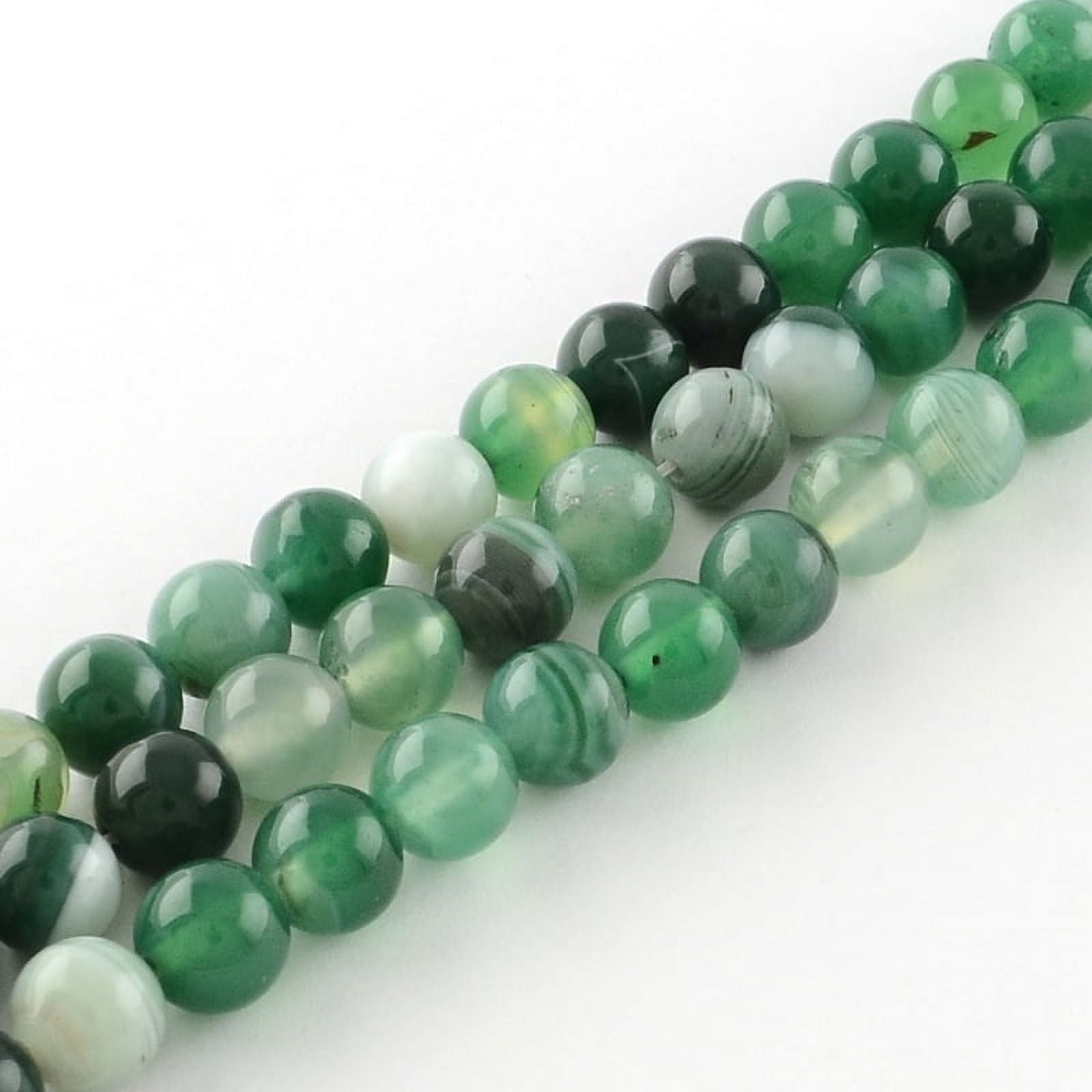 Dyed Natural Striped Agate/Banded Agate Round Bead Strands Dark Sea Green 6mm Hole: 1mm 62pcs/strand 37cm