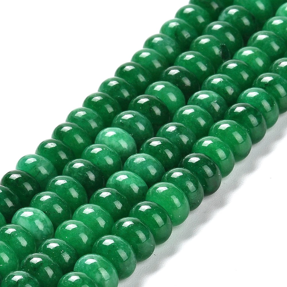 Dyed Natural White Jade Beads Strands Rondelle Green 10x6mm Hole: 1mm about 61pcs/strand 15.20 inch(38.6cm)