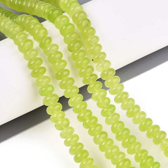 Dyed Natural White Jade Beads Strands Rondelle Yellow Green 6~6.5x4~4.5mm Hole: 1mm about 86~90pcs/strand 14.57~15.16''(37~38.5cm)
