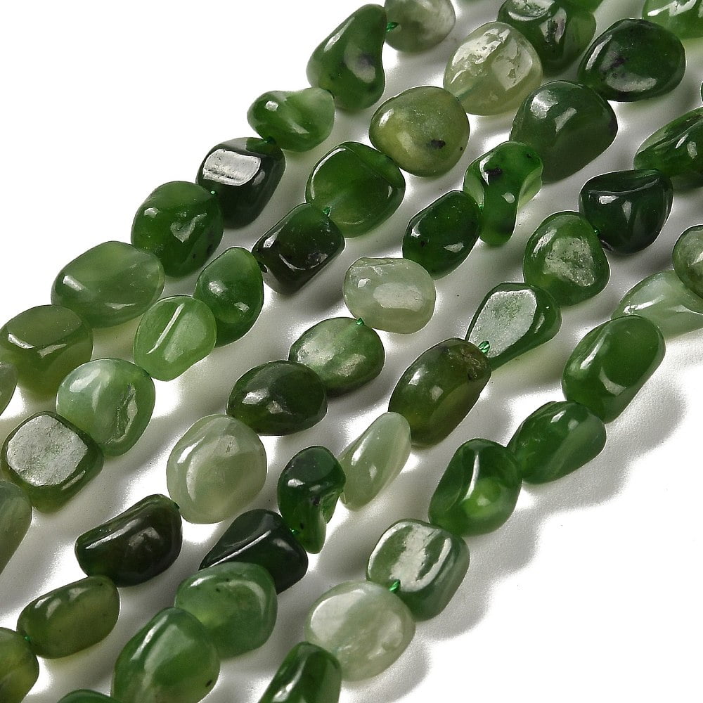 Dyed Natural White Jade Beads Strands Tumbled Stone Green 7~13x4.5~10x4.5~10mm Hole: 1.2mm 44~46pcs/strand 15.08''~16.14''(38.3~41cm)
