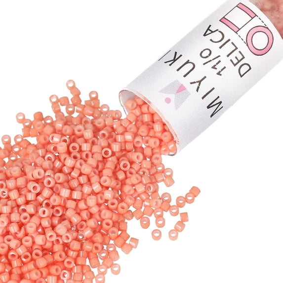 Miyuki Delica Seed Beads – Size 11/0 (1.6 mm), DB1363, Dyed Opaque Peach, 7.2g, Approx. 1440 Beads