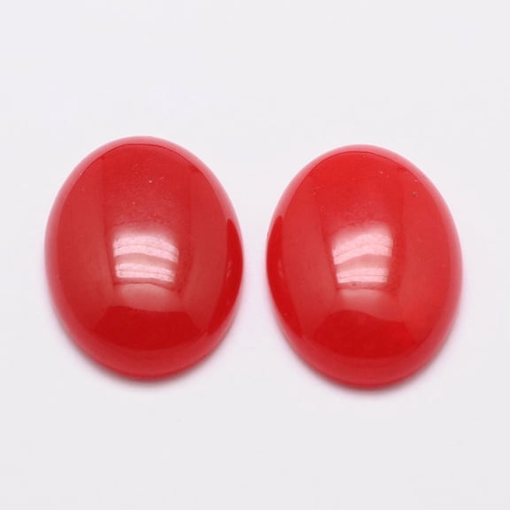 Dyed Oval Natural Jade Cabochons Red 14x10x4.5mm