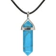 thumbnail image 1 of Dyed Turquoise Howlite Gemstone Hexagonal Pointed Reiki Chakra Pendant Genuine Leather Necklace 18 Inch, 1 of 2