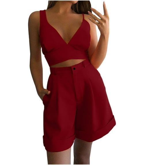 Dyegold 2 Piece Outfits For Women Summer Crop Tops Wide Leg Shorts Suit Two Piece Lounge Matching Sets Trendy Vacation Sets