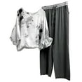 thumbnail image 1 of Dyegold 2 Piece Outfits For Women Summer Plus Size Half Sleeve Blouse And Shorts Set Comfy Camouflage Pants Tracksuit Set, 1 of 8