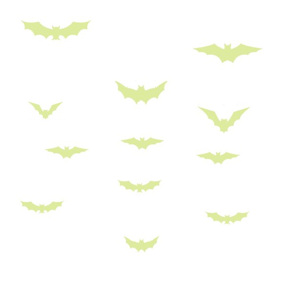 Dyegold 24 Piece Set Halloween 3D Luminous Bat Wall Stickers Glow in the Dark Removable PVC Decals for Home Window Party Spooky Decor Red Yellow Green Indoor