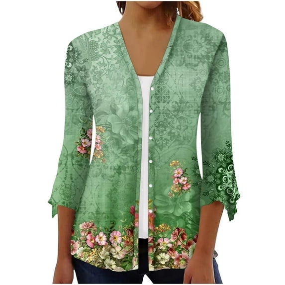 Dyegold 3/4 Sleeve Cardigans For Women Lightweight Loose Casual Open Front Jackets Light Shrugs Outwear Fall Fashion 2023