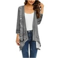 thumbnail image 1 of Dyegold 3/4 Sleeve Cardigans for Women Casual Drape Open Front Lightweight Summer Fall Cardigan High Low Hem Jackets Kimono, 1 of 5