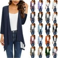 thumbnail image 1 of Dyegold 3/4 Sleeve Cardigans for Women Casual Drape Open Front Lightweight Summer Fall Cardigan High Low Hem Jackets Kimono, 1 of 6