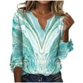 thumbnail image 1 of Dyegold 3/4 Sleeve Shirts For Women Floral Print V Neck Dressy Casual Tunic Tops Vintage Casual Loose Half Sleeve Blouses, 1 of 5