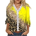 thumbnail image 1 of Dyegold Blouses For Women Dressy Casual 3/4 Flare Sleeve Lace Trim V Neck Floral Print Vintage Tunic Tops Loose Fit Shirts, 1 of 5