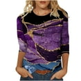 thumbnail image 1 of Dyegold 3/4 Sleeve Tops For Women Summer Round Neck Dressy Casual Vintage Floral Print Shirts Plus Size Trendy Blouses Tunic, 1 of 5