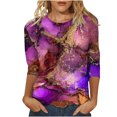thumbnail image 1 of Dyegold 3/4 Sleeve Tops For Women Summer Round Neck Dressy Casual Vintage Floral Print Shirts Plus Size Trendy Blouses Tunic, 1 of 5