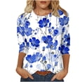 thumbnail image 1 of Dyegold 3/4 Sleeve Women Tops Dressy Casual Comfy Loose Cute Trendy T-Shirt Shirts Floral Printed Tunics Top Plus Size for Women Round Neck Fall Female Blouse Long Sleeve, 1 of 4