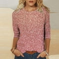 thumbnail image 1 of Dyegold 3/4 Sleeve Women Tops Dressy Casual Comfy Loose Cute Trendy T-Shirt Shirts Floral Printed Tunics Top Plus Size for Women Round Neck Fall Female Blouse Long Sleeve, 1 of 6