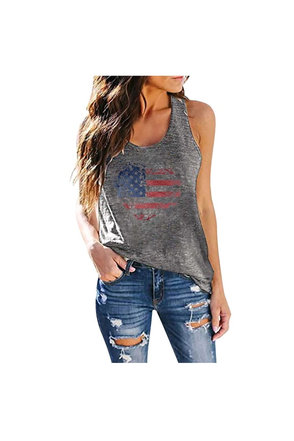Dyegold 4th Of July Tank Tops For Women Summer Sleeveless American Flag Shirt Loose Casual Patriotic Graphic Tee Tops Tshirt