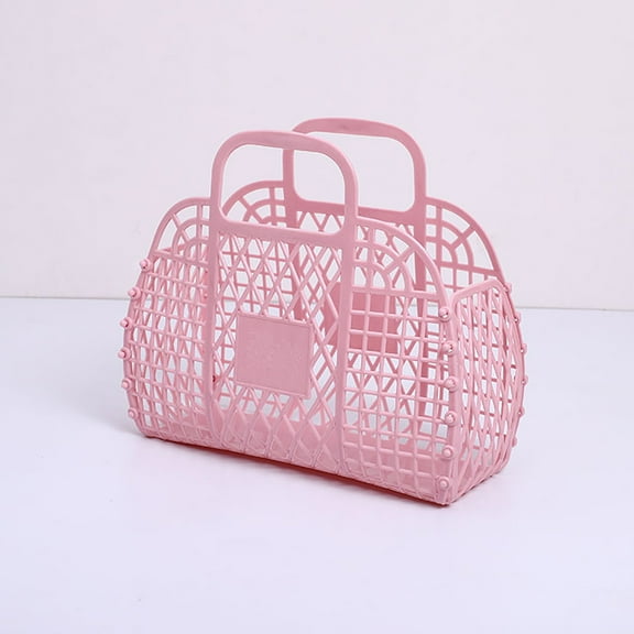 Dyegold Bathroom Storage Basket 24x21cm Foldable Plastic Mesh Handheld Caddy for Toiletries Cosmetics Kitchen Organizer Portable