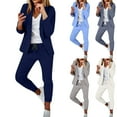 thumbnail image 1 of Dyegold Two Piece Blazer Outfits For Women Open Front Long Sleeve Solid Color Blazer Straight Pants Business Work Suit Sets, 1 of 6
