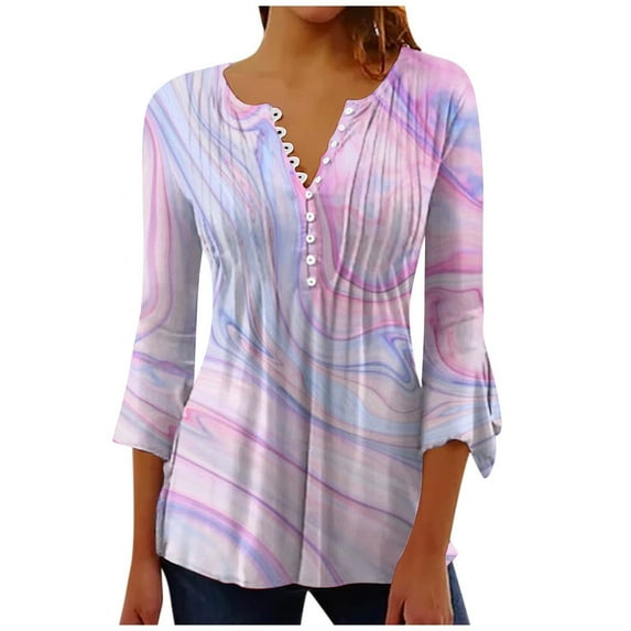 Dyegold Blouse For Women Teen Girls Women's 3/4 Sleeve Tops Women Tops And Blouses Y2K Clothes Plus Size Trendy Tunic Tops V Neck 3/4 Sleeve Tops For Women My Orders Placed Recently By Me