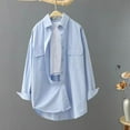 thumbnail image 1 of Dyegold Button Down Shirts For Women Fall Fashion 2023 Dress Shirt Long Sleeve V Neck Blouse Tops Casual Tunics With Pockets, 1 of 3