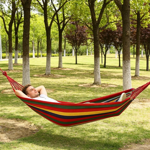 Dyegold Canvas Hammock Swing 190x80cm with Reinforced Ropes for Backyard Balcony Camping Travel Lightweight Portable