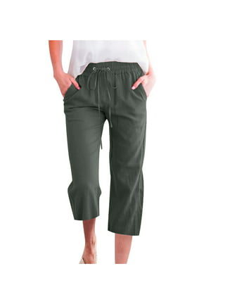 K Caprisastrid Women's Summer Capri Pants - Solid Color, Elastic