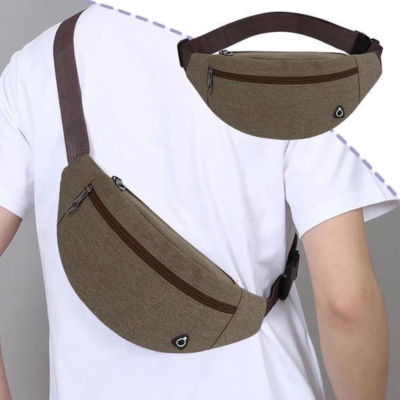 Dyegold Casual Canvas Waist Bag Men Multi Pocket Adjustable Crossbody Sling Pack Lightweight Chest Hip Fanny Pack for Daily Commute Travel Outdoor