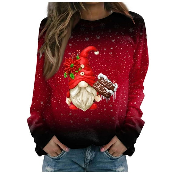 Dyegold Christmas Sweaters For Women Weekly Funny Ladies Loose Sweater Merry Christmas Cute Teen Girls Sweatshirt Xmas Gnomes Graphic Winter Shirts Novelty Crewneck Tops Plus Size Hoodie
