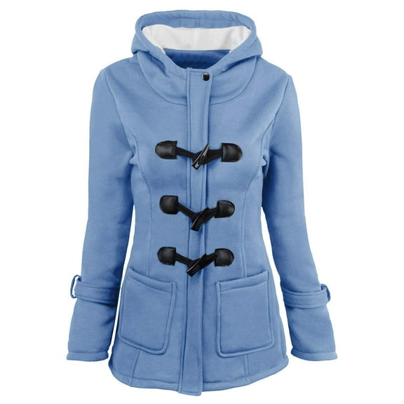 Dyegold Coats For Women Thickened Fleece Outwear Winter Warm Padded Ladies Plus Size Clothes Casual Teen Girls Windproof Coats Hooded Horn Buttons Sweater Parkas Sherpa Lined Jacket