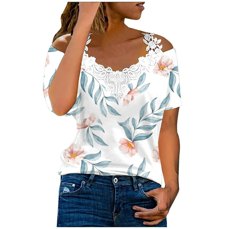 White Tops For Women Sexy Tunics Or Tops To Wear With Leggings Tunic Tops  To Wear With Leggings Womens Dressy Casual Summer Tops Cold Shoulder Tops  For Women 