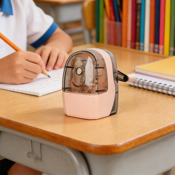 Dyegold Compact Hand Crank Pencil Sharpener with Detachable Transparent Shavings Box for Office and Home Use