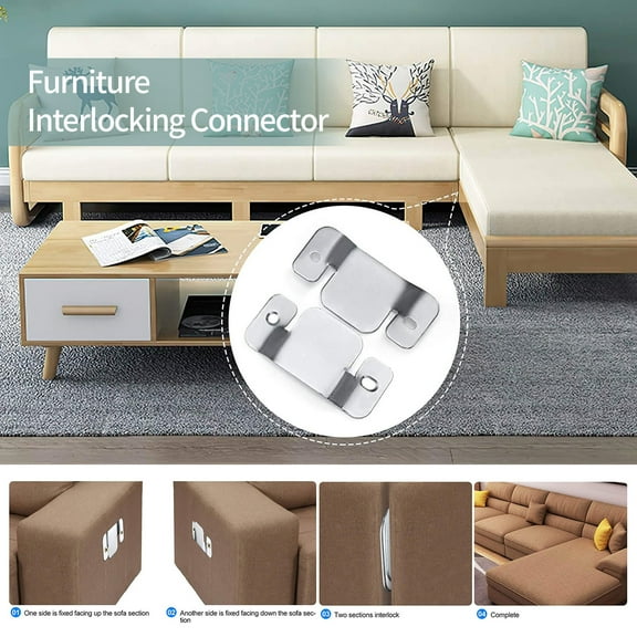 Dyegold Couch Furniture Connector Metal Sofa Connector Bracket with Screws Sectional Interlocking Clips for Modular Couch Loveseat Recliner