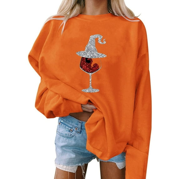 Dyegold Cute Halloween Sweatshirt Ladies Cute Funny Graphic Hoodies Sale Womens Fashion Fall Outfits Plus Size Christmas Trending Clothes For Women 2023 Holiday Gift Finder