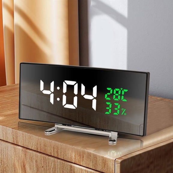 Dyegold Digital Mirror Clock with Large Screen Display Temperature Humidity and Silent Sleep Mode for Desk Bedroom and Home Decor