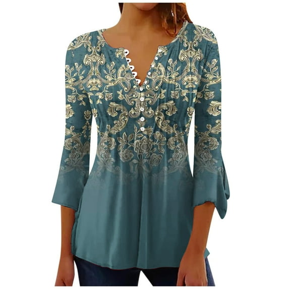Dyegold Dressy Tops For Women Ladies 3/4 Sleeve Shirts For Women Women's T-Shirts Cotton Linen Fall Fashion 2023 Dressy Casual Tops Women Plus Size Shirts My Orders