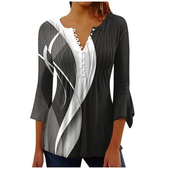 Dyegold Elbow Length Tee Shirts For Women Teen Girls Cotton Blouses For Women 3/4 Sleeve Cotton Tees For Women Fall Outfits Oversized Dressy Casual Tops Formal Tops Your Orders