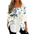 thumbnail image 1 of Dyegold Fall Tops For Women 2023 Trendy Long Sleeve Shirts Casual Loose Floral Tunics Fashion Slit Button Square Neck Blouse, 1 of 4