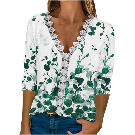 Dyegold Fall Tops For Women 2023 Trendy Long Sleeve Shirts Dressy Casual V-Neck Leopard Color Block Tunics Top Loose Blouses