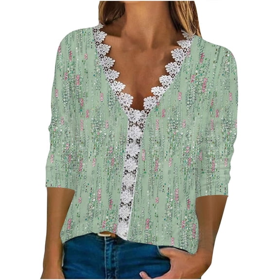 Dyegold Fall Tops For Women 2023 Trendy Long Sleeve Shirts Dressy Casual V-Neck Leopard Color Block Tunics Top Loose Blouses