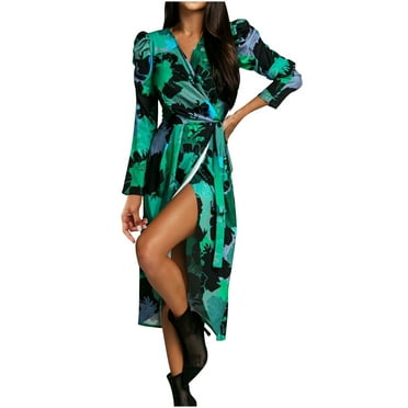 Dyegold Fall dresses for Women 2024,Women's Summer Solid Color Long Sleeve V-Neck Dress Elegant Stylish Design Comfortable Versatile,for Home,Leisure,Party Deals of the Week