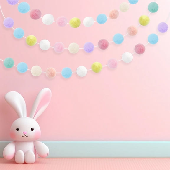 Dyegold Felt Ball String Garland 20 Ft Macaron Colored Wool Felt Balls Banner with Needle and Thread for Easter Christmas Indoor Decor