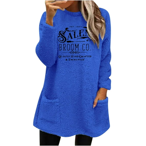 Dyegold Fleece Lined Sweatshirt Women Clearance Prime Fuzzy Fleece Crewneck Fluffy Hoodie Warm Thick Letter Print Pullovers Casual Winter Warm Sweater Ladies Loungewear Teen Girls Tops Sweatshirt